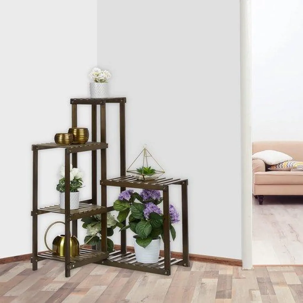 Étagère d'angle à 6 étages marron foncé 101x62x62 cm bois industriel