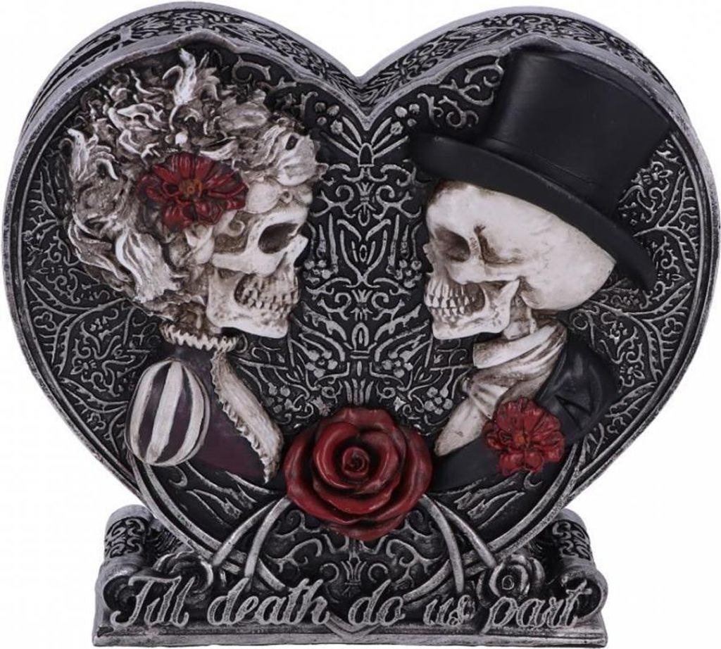 Bis dass der Tod uns scheidet Gothic Skelett Spardose 17,1cm