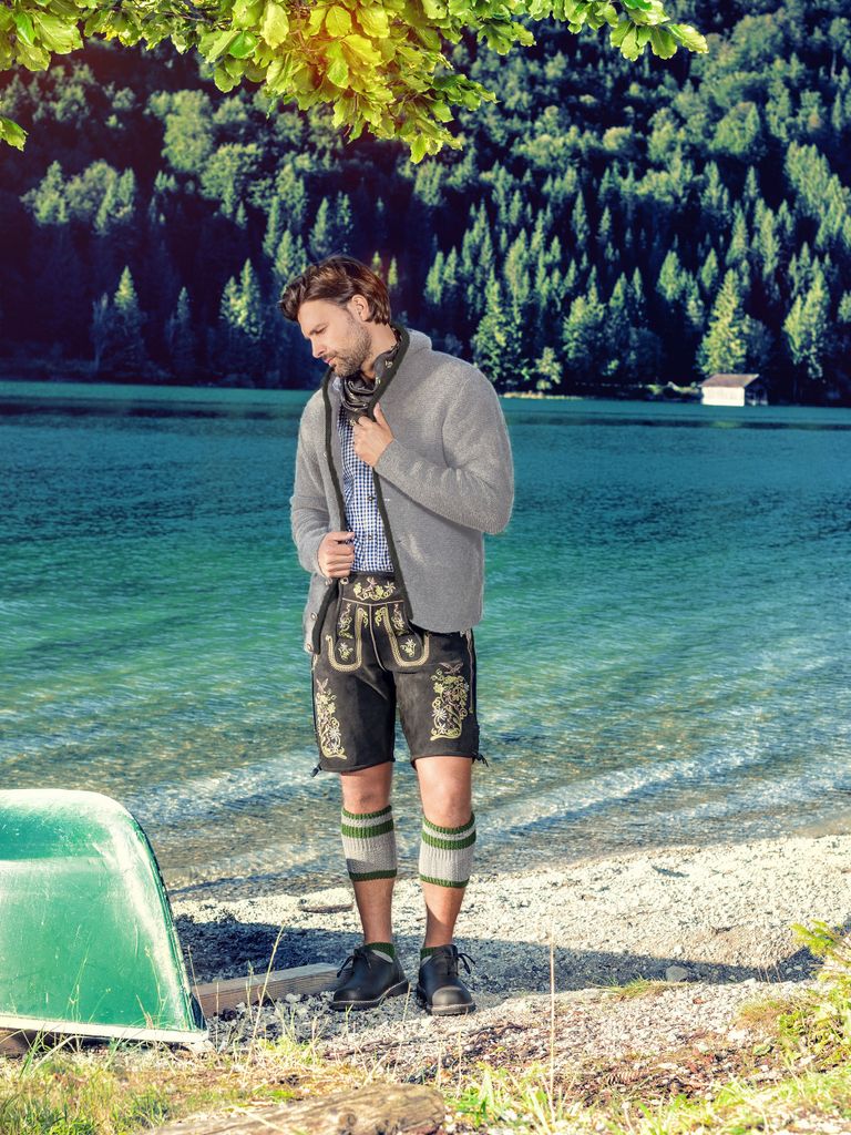 Herren Trachten Trachtenstrickjacke Bavaria Mit Kapuze