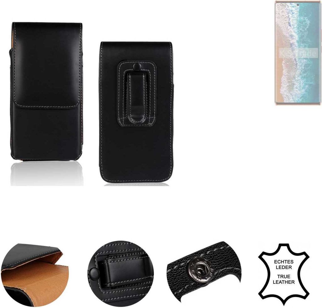 K-S-Trade Holster Gürteltasche Handy Hülle Schutzhülle kompatibel mit Tecno Phantom X2 Handyhülle Leder schwarz, 1x