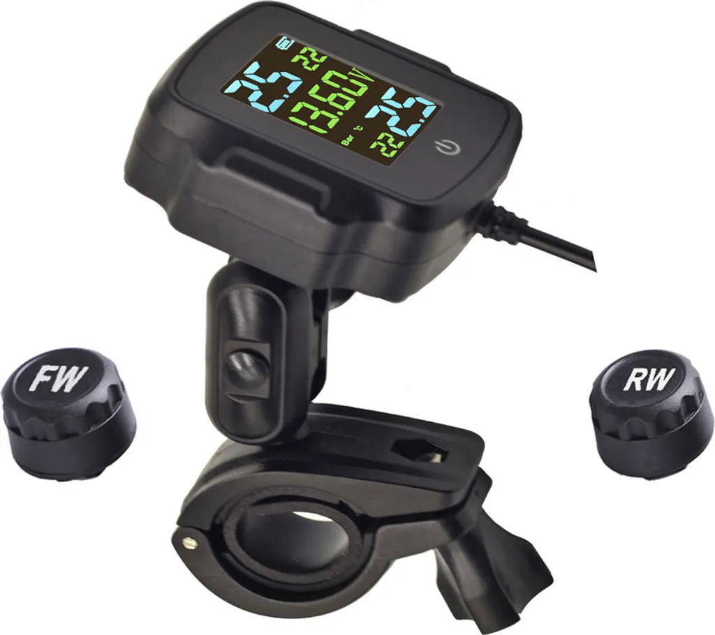 Système TPMS Moto sans fil avec 2 capteurs externes et support USB