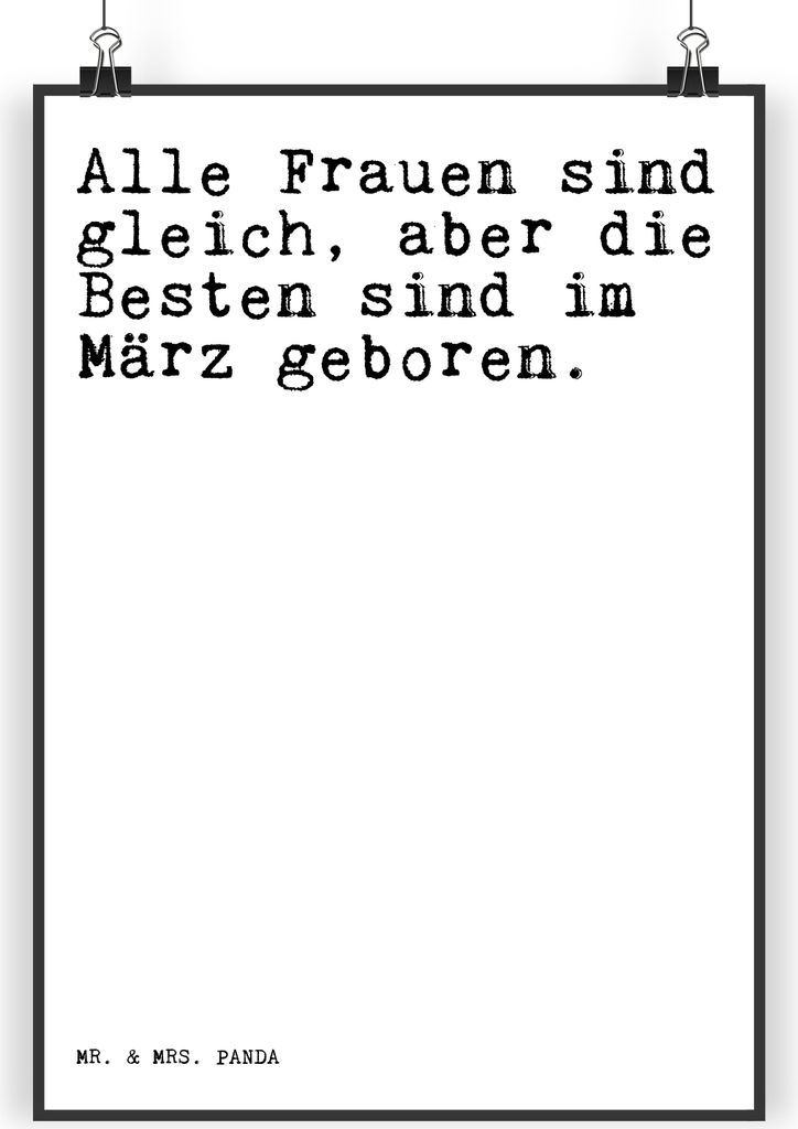 Mr. & Mrs. Panda Bild Alle Frauen sind gleich,... DIN A3 - Weiß - Geschenk, Wandbild, Kunstdruck, Spruch Sprüche Weisheiten Zitate Lustig Weishei...