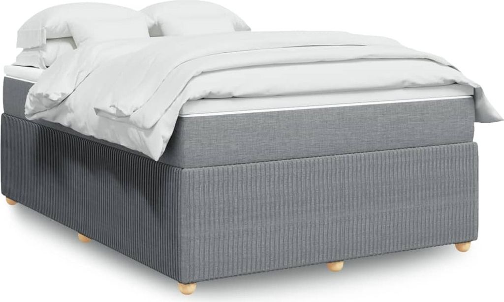 Möbel2024 Boxspringbett mit Matratze Hellgrau 140x200 cm Stoff Klassische Betten 252002