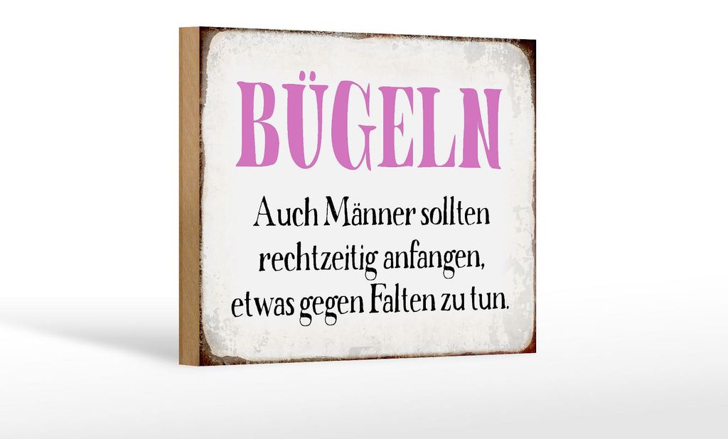 Holzschild Spruch 18x12cm Bügeln auch Männer sollten Produktbild 