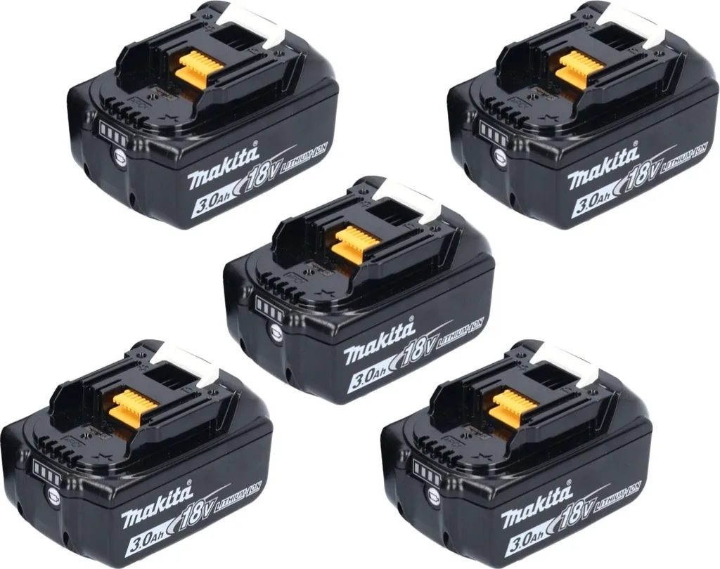 Lot 5 Batteries Makita 18V BL1830B pour Chantier et Travaux Intensifs