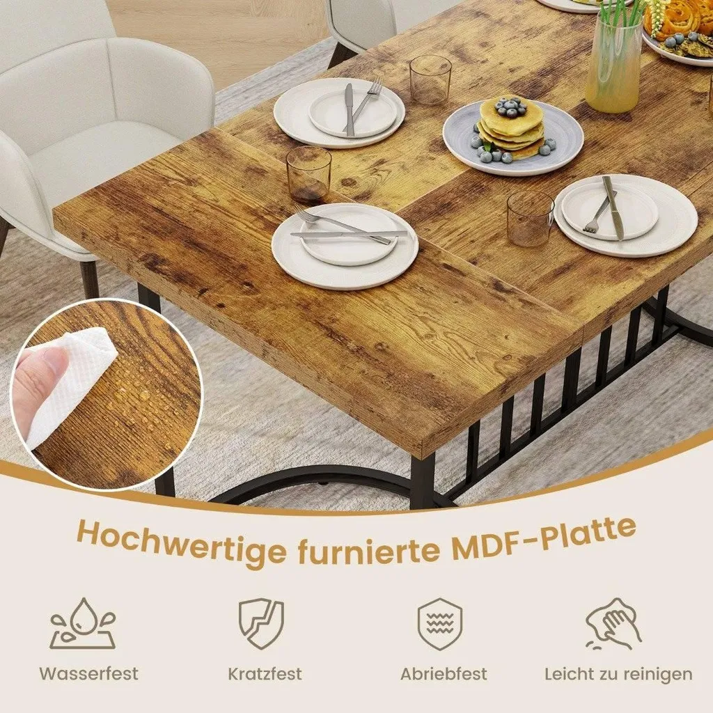 Grande table de cuisine rectangulaire bois 180cm style authentique