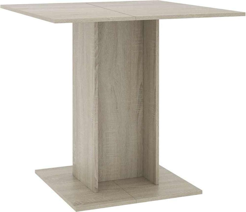 A square dining table with a pedestal base, shown against a white background.