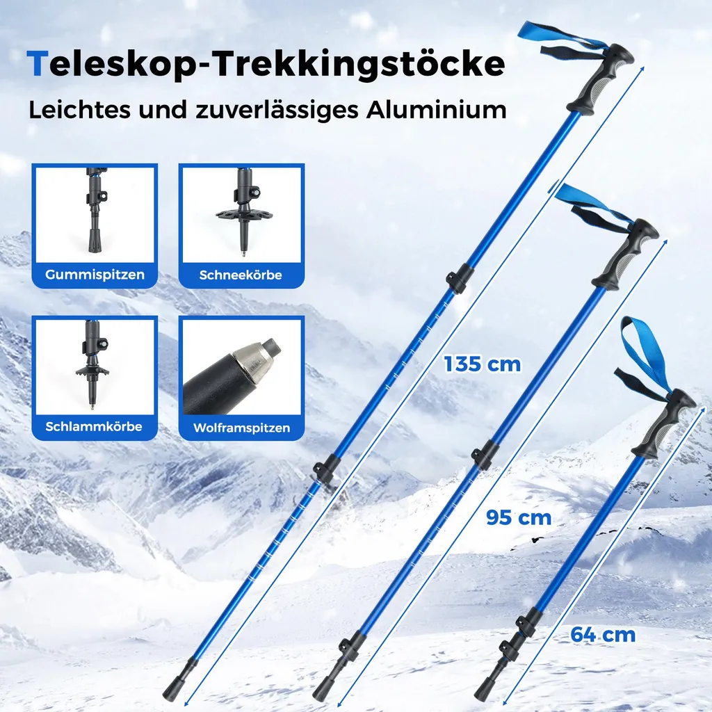Set de Raquettes à Neige Légères et Bâtons de Trekking pour Rando - 8