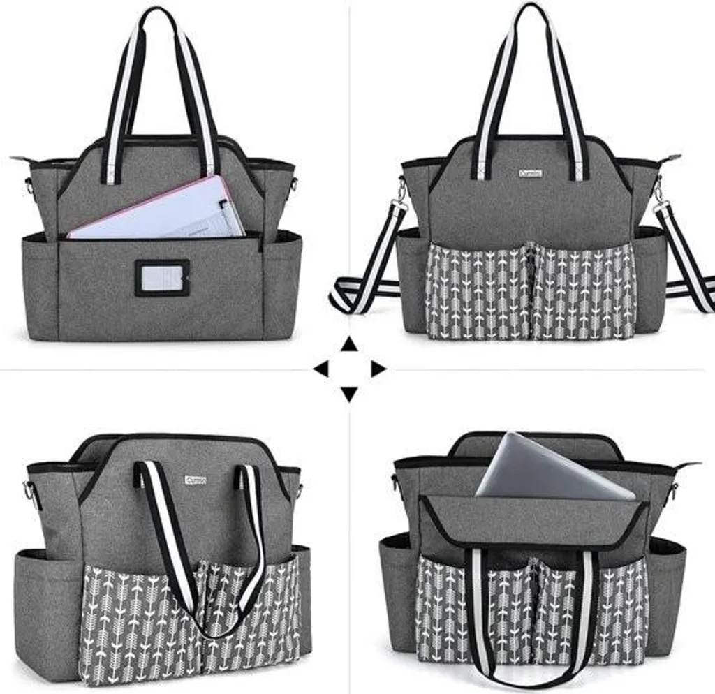 Sac pour enseignants gris avec compartiments pour ordinateur et classeurs - 2