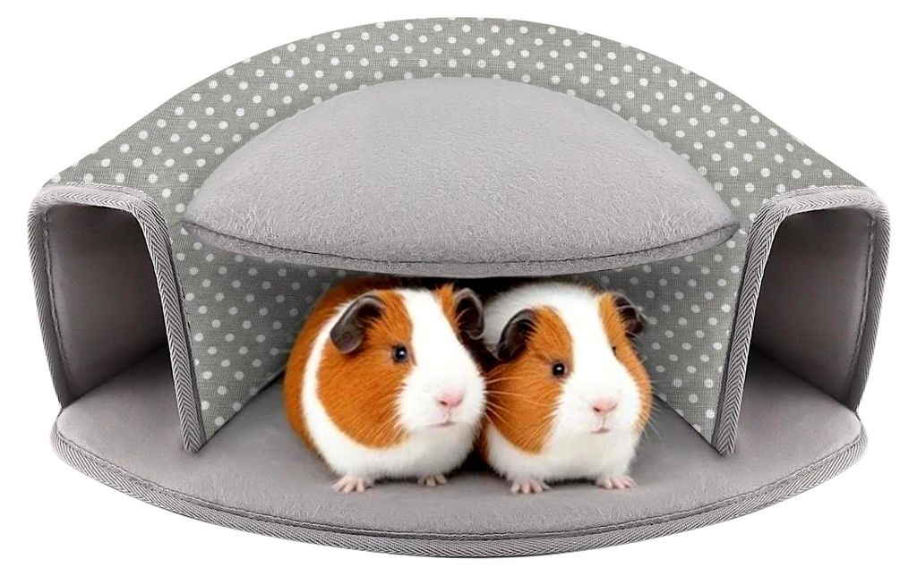 Meerschweinchenbett mit interaktivem Tunnel, waschbares Zubehör für Meerschweinchen, Spielzeug für Frettchen, Kaninchen und Chinchillas