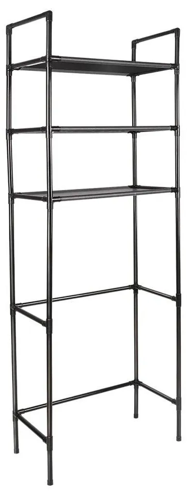 Étagère de salle de bain dessus toilettes 3 niveaux métal noir Taille L