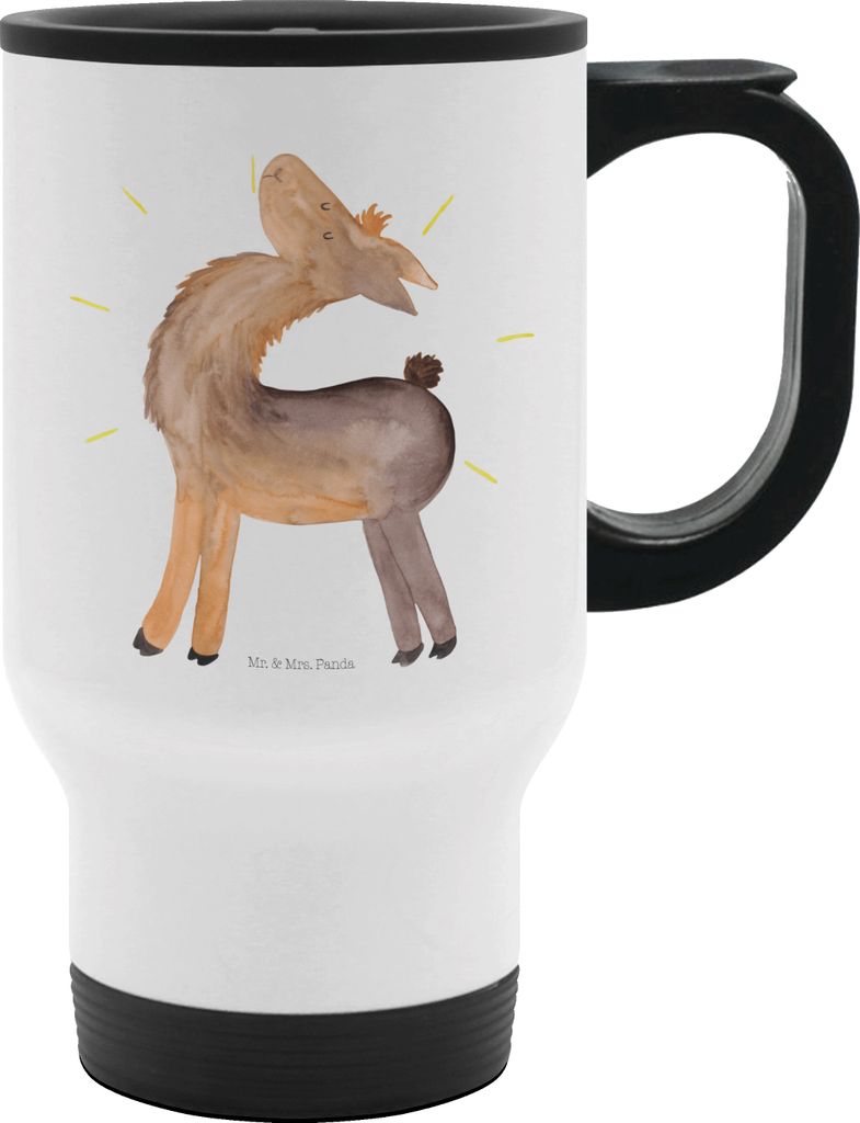 Mr. & Mrs. Panda thermosbecher Lama Stolz - Weiß - Geschenk, Kaffee-Thermobecher, Kaffeebecher To Go, Familie, Thermobecher, Thermotrinkbecher, Kl...