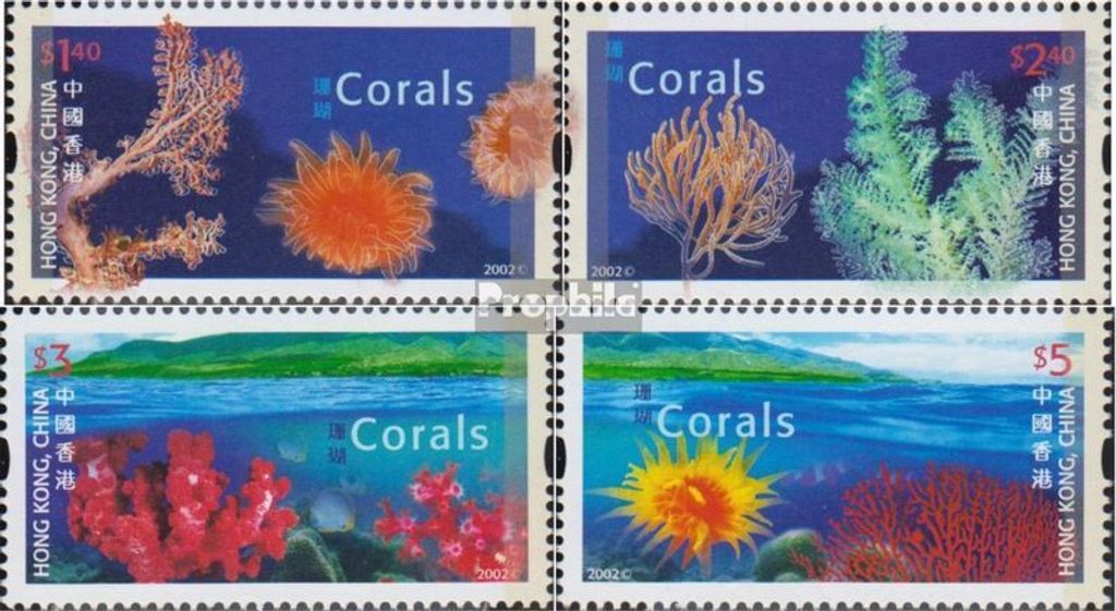 Briefmarken Hongkong 2002 Mi 1036A-1039A (kompl.Ausg.) postfrisch Korallen