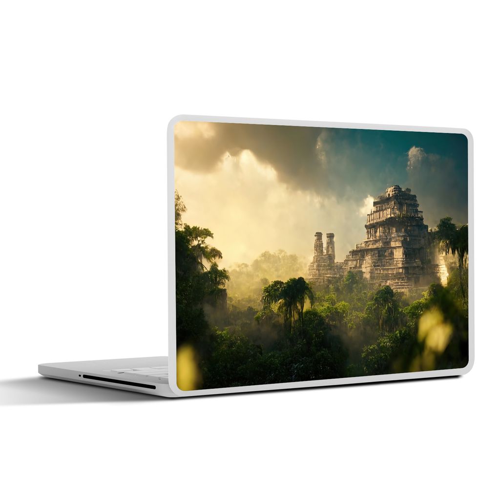 MuchoWow Laptop Aufkleber Sticker Cover Tempel - Dschungel - Wolken - Himmel - Natur 36.5x27.5 cm - Laptop-Sticker