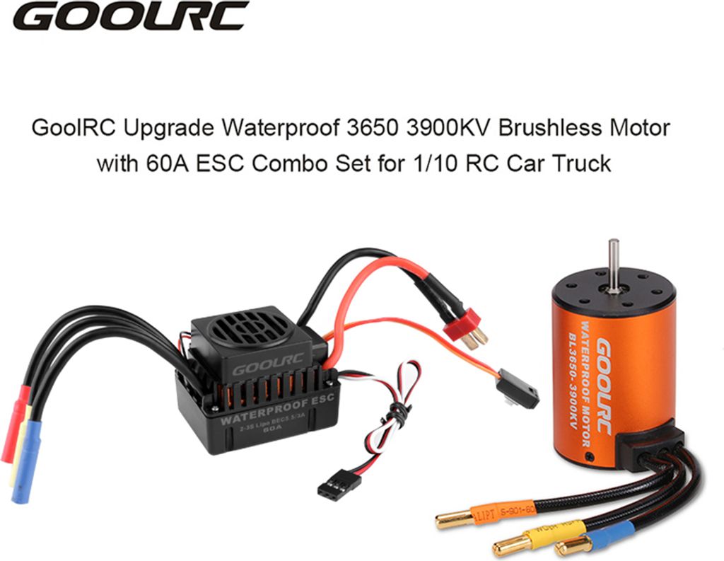 GoolRC Upgrade-Wasserdichte 3650 3900KV Brushless Motor mit 60A ESC Combo Set fuer 1/10 RC Auto-LKW