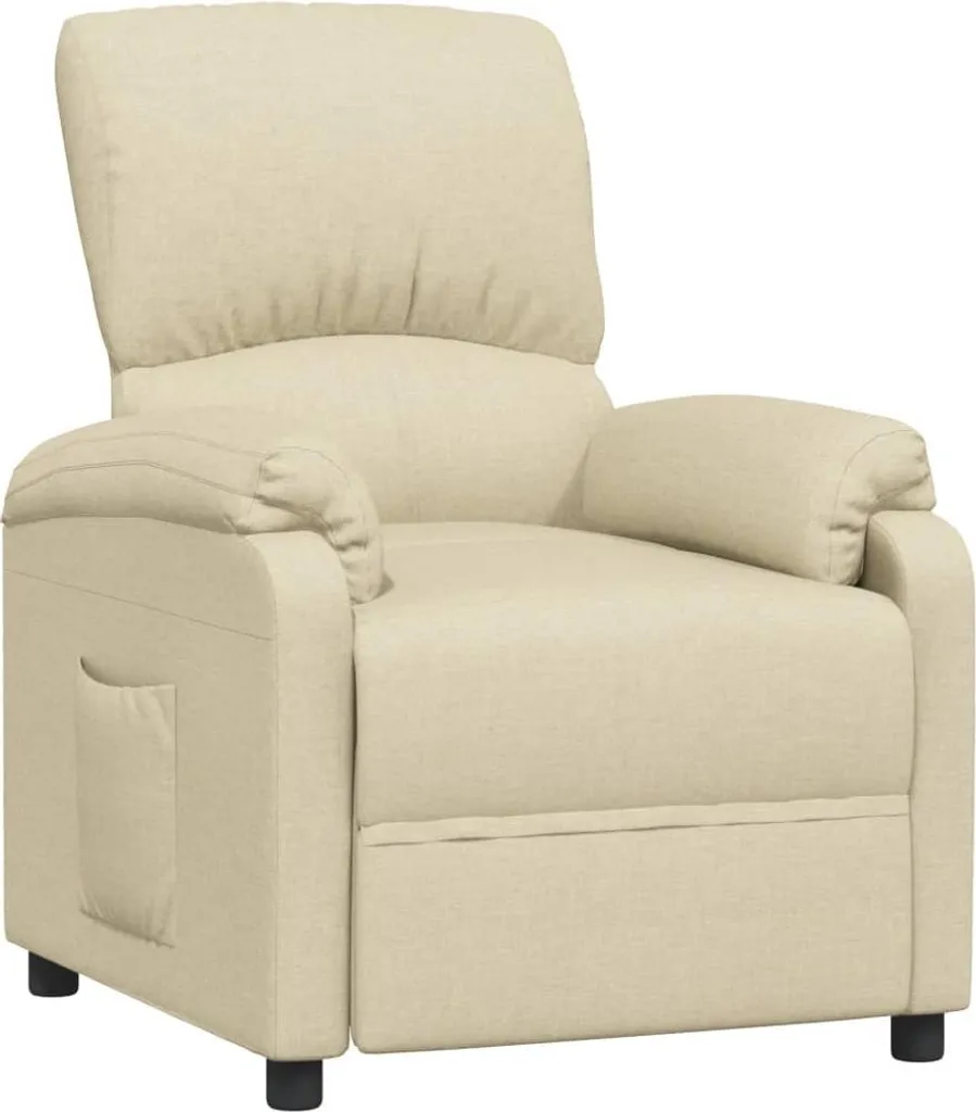 Fauteuil relax crème rembourré avec dossier réglable et tissu doux