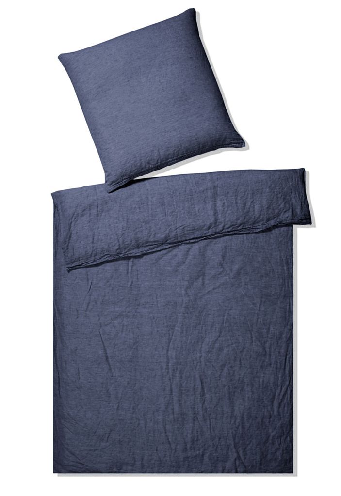 elegante Halbleinen-Bettwäsche-Garnitur Breeze Farbe marine Größe 240x220+2x40x80cm