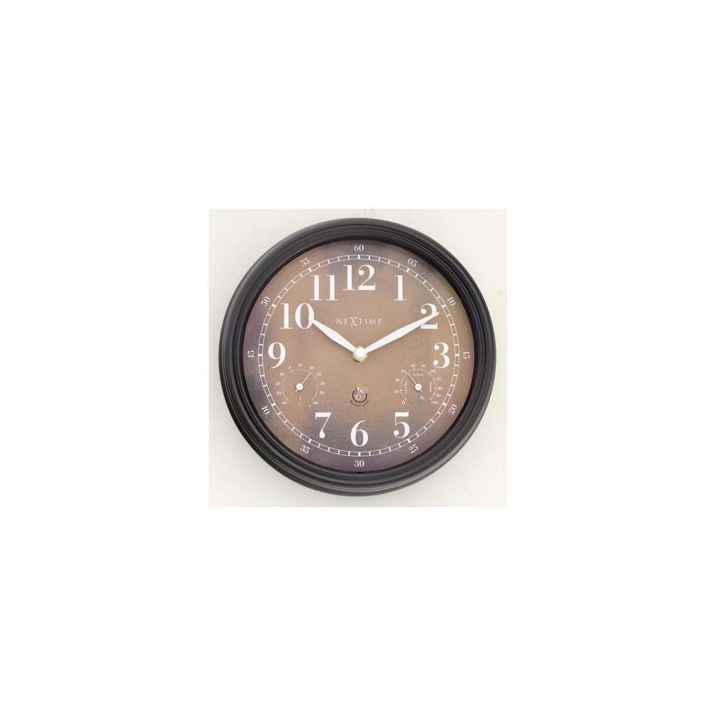 Wanduhr mit Wetterstation, Braun, 23,5 cm, Hygrometer, Thermometer