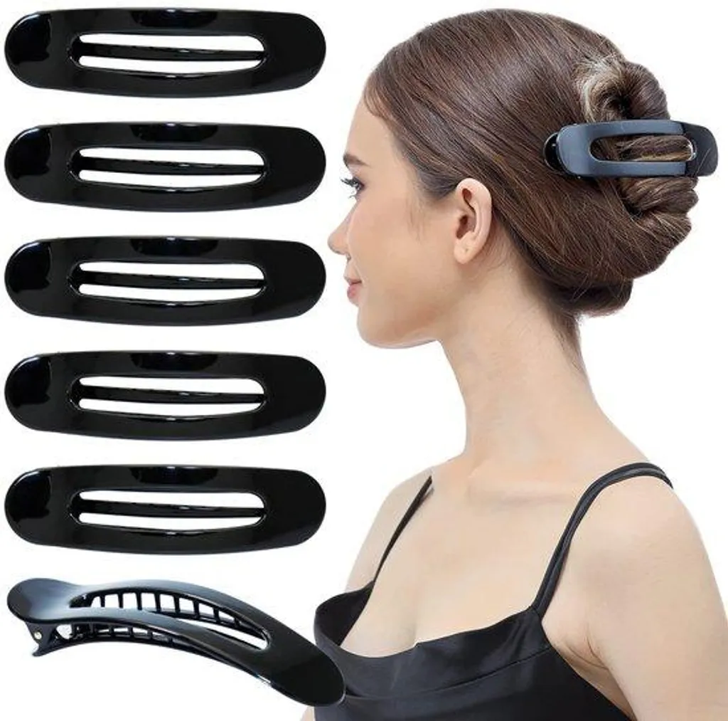 Barrette ovale noire anti-glisse forte tenue - Fixation cheveux fille