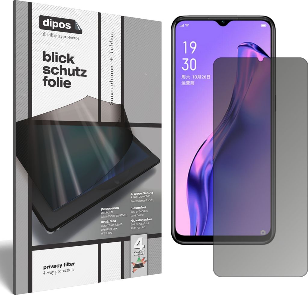 Blickschutzfolie für Oppo A31 matt Schutzfolie Folie Display Schutz dipos