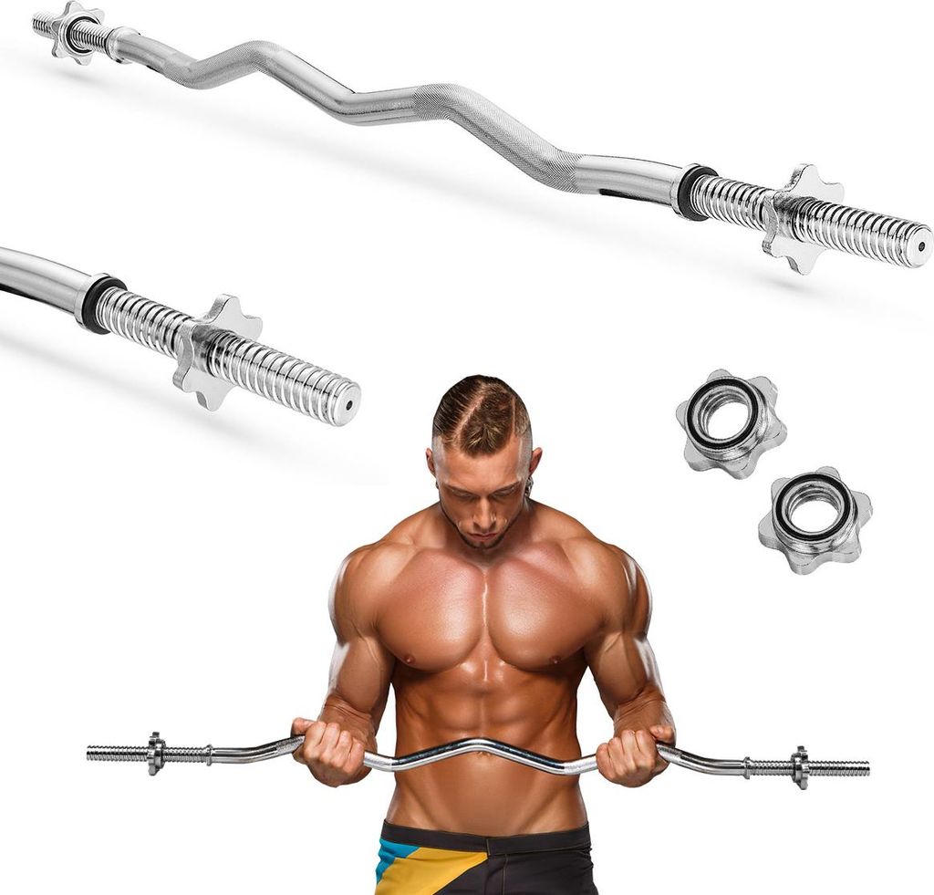 Gymtek Curlstange, Langhantelstange - 120 cm Länge, Ø28 mm - Belastbar Hantelstange, Hantelstangen, Hanteln, Hantel Stange für Home Gym, Workout