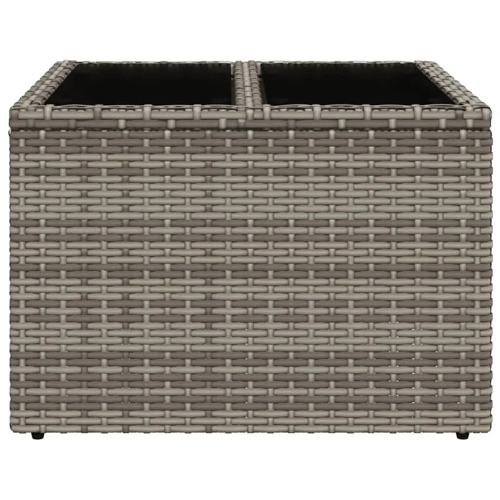 Tavolo Basso da Giardino 55x55 Poly Rattan - Eleganza Vetro Grigio - 4