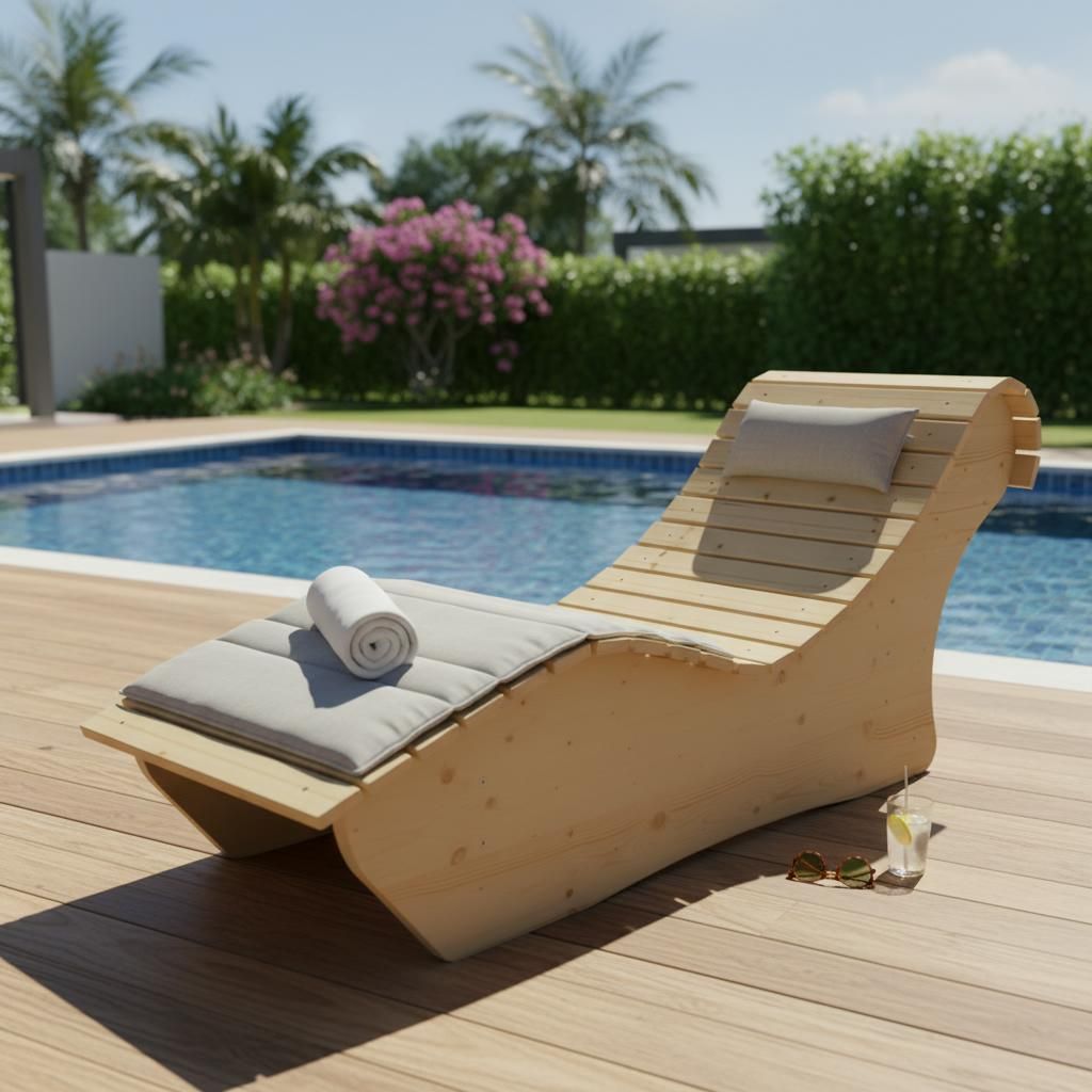 Holzliege Wellenliege Waldsofa Relaxliege "Heiner" Gartenliege 80cm Fichte