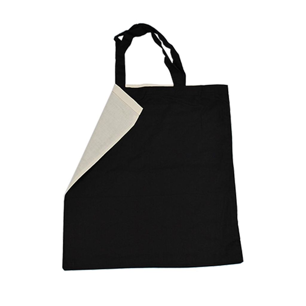 Baumwolltaschen Tragetasche Henkel lang kurz Baumwollbeutel Tasche Stoffbeutel Farbe: Schwarz/Weiß, Henkel: ca. 17 cm