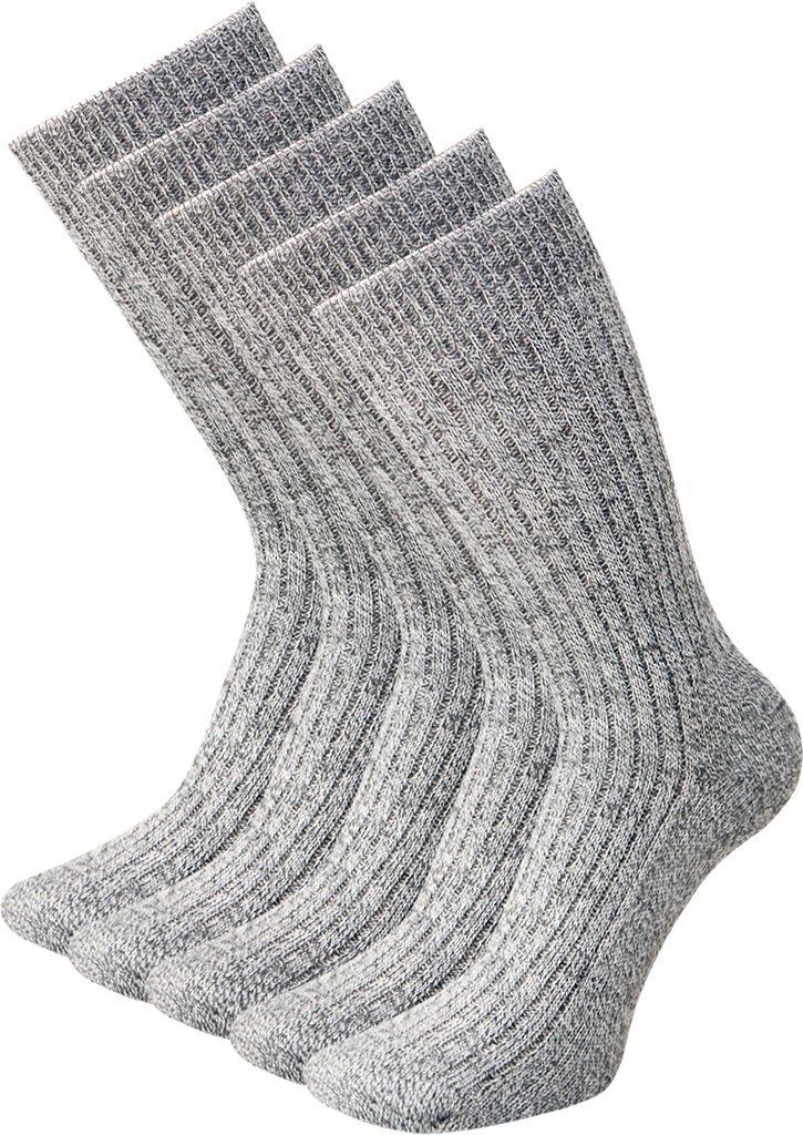 KB Norweger Socken Wollsocken Wintersocken warme Socken für Damen und Herren grau 5 Paar 43-46