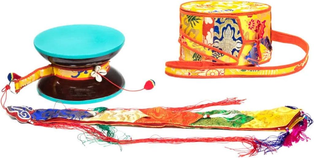 Mystic Ritual Chöd Drum + Gele Hoes - 20x11 Cm Productafbeelding 