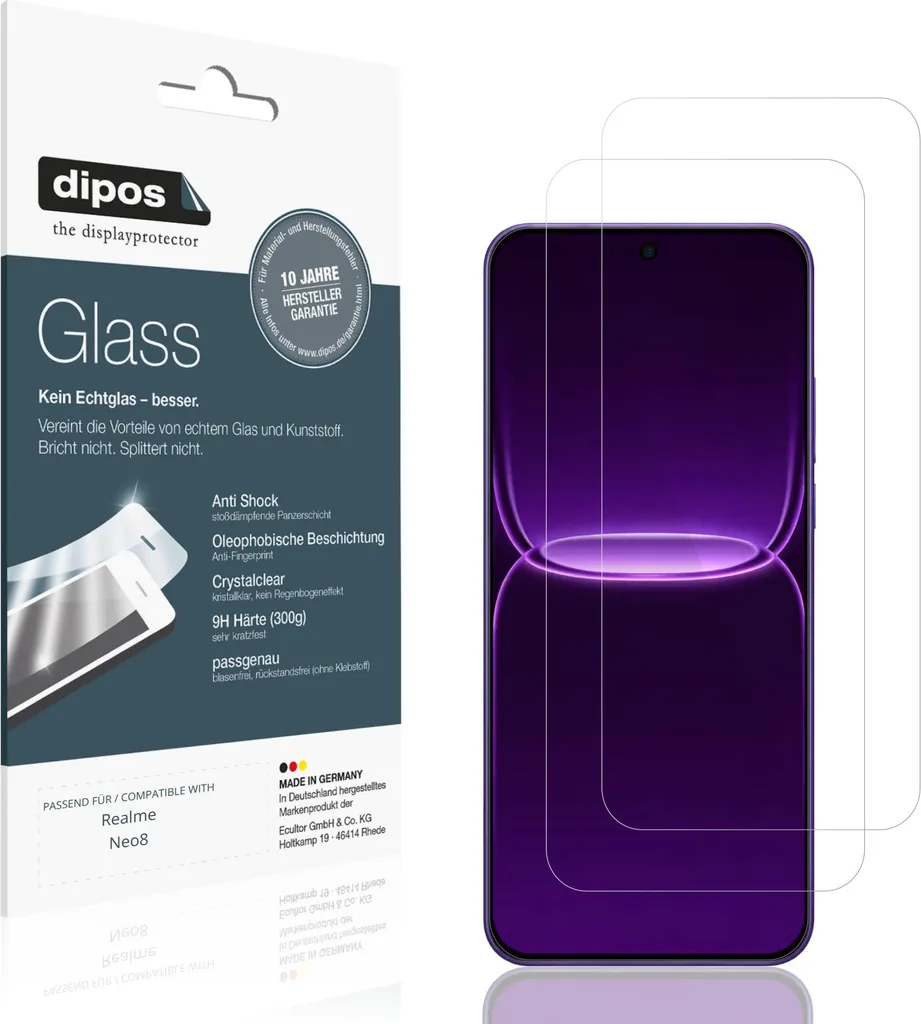 2x Pellicola Protettiva per Realme Neo8 Protezione Vetro Flessibile 9H dipos