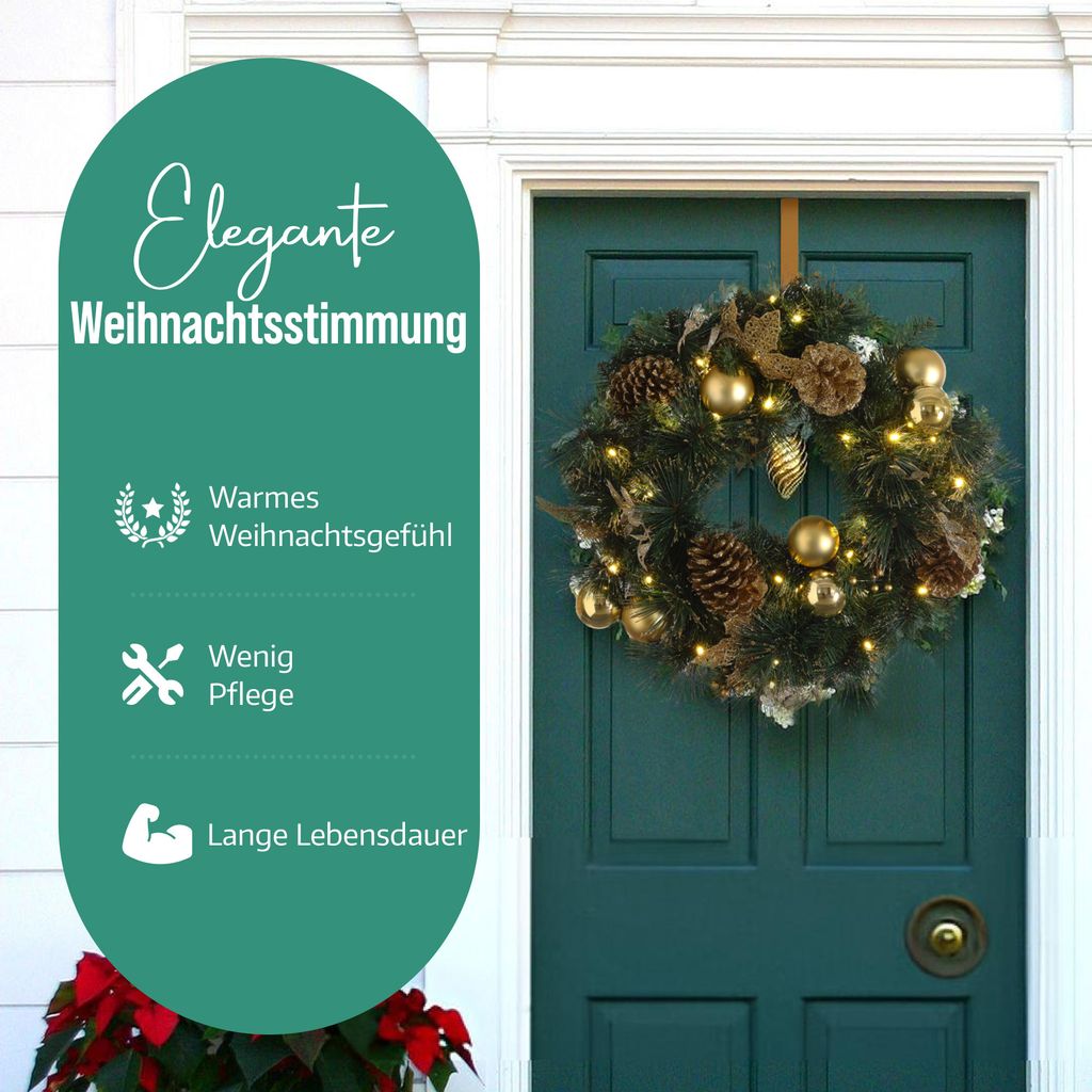 MeisterHome ® Künstlicher Weihnachtskranz Adventskranz für Produktbild 4