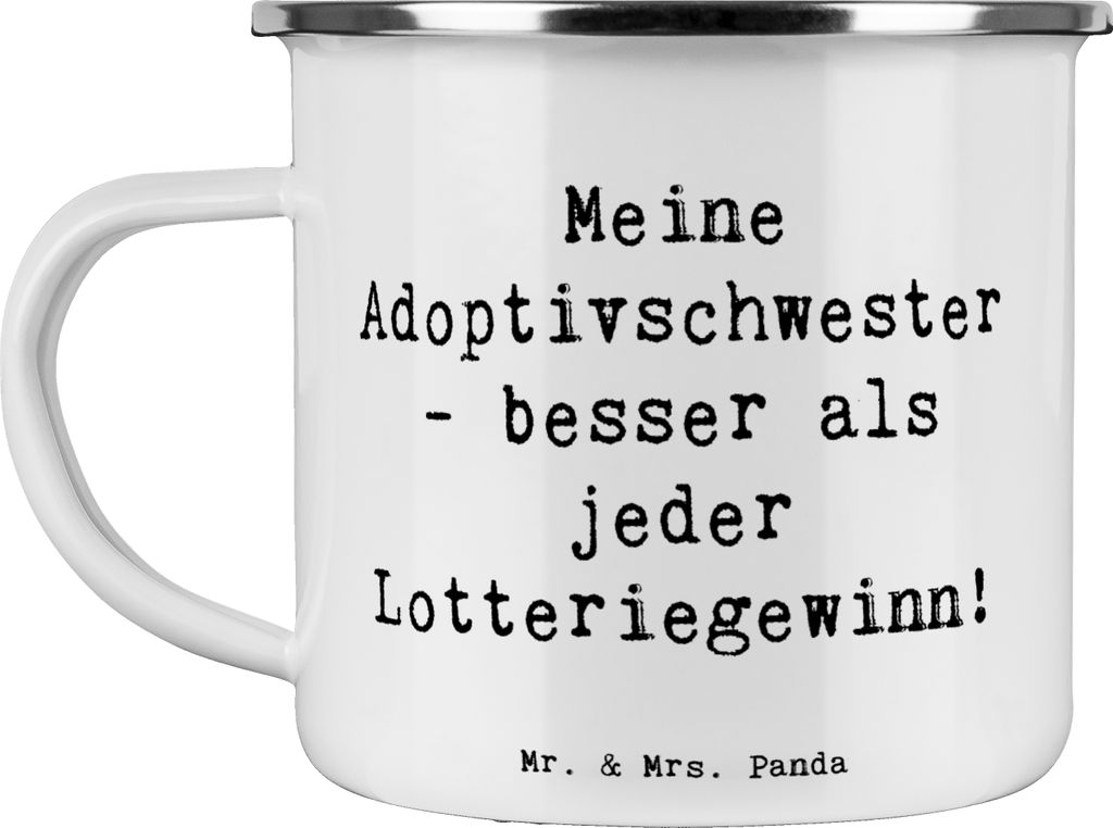 Mr. & Mrs. Panda Pott Spruch Adoptivschwester Wunder - Weiß - Geschenk, Geburtstage, Jubiläen, Adoption, Geschwisterliebe, Blechtasse, Motivtasse...