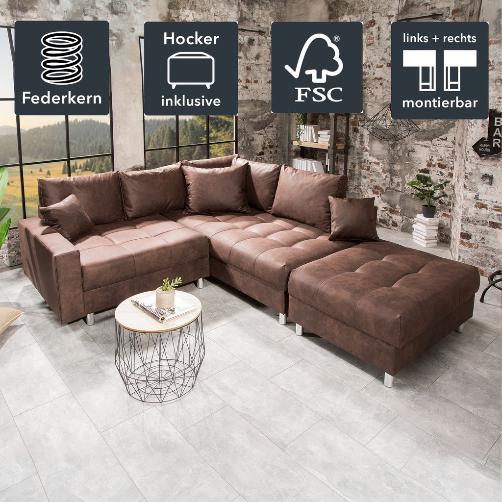 riess-ambiente Moderne Wohnlandschaft KENT 220cm braun Produktbild