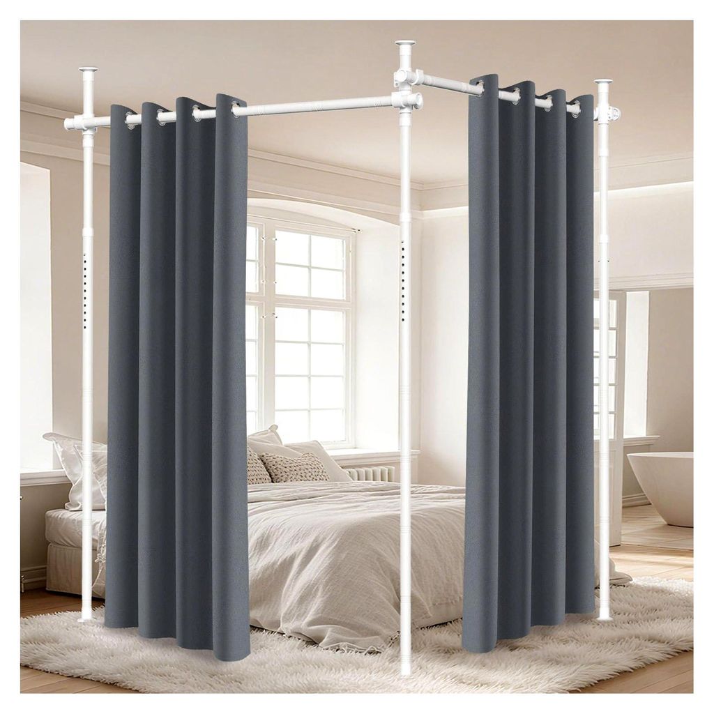 Freistehender Raumteiler, Höhenverstellbar bis 320 cm, Ohne Bohren für Mietwohnungen, Flexibler Sichtschutz & Trennwand, Metallrahmen, Einfache M...