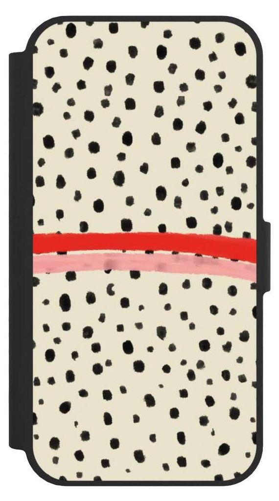 NIVOCASE Klapphülle für Apple iPhone 16e Handyhülle aus Kunst Leder NIVOflip schwarz Kunst Punkte Streifen