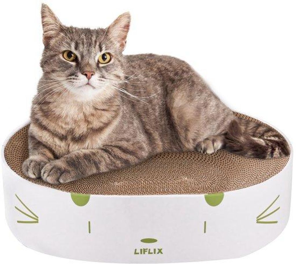 Krabplank für Katzen, runde Krabbaufstand für Katzen, ovaales gefaltetes Katzenbett zum Schlafen, Spielen und Krabben, 43 x 33 x 10 cm