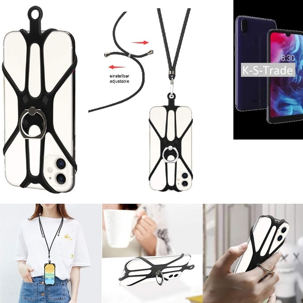 K-S-Trade 3in1 Handykette Handyband Handykordel Halsband Smartphone-Ring Handy-Ring kompatibel mit Archos Oxygen 57 Fingerhalterung Handyring