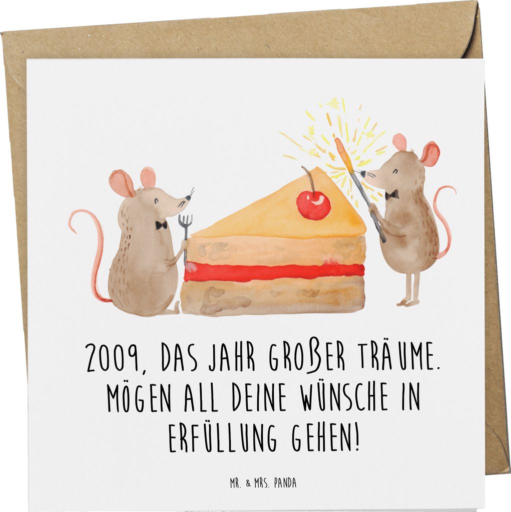 Mr. & Mrs. Panda Grußkarte 2009 Geburtstag - Weiß - Geschenk, anlasskarte, Erinnerungen, Jahr großer Träume, Herzgeschenk, Jahrgang, Klappkarte...