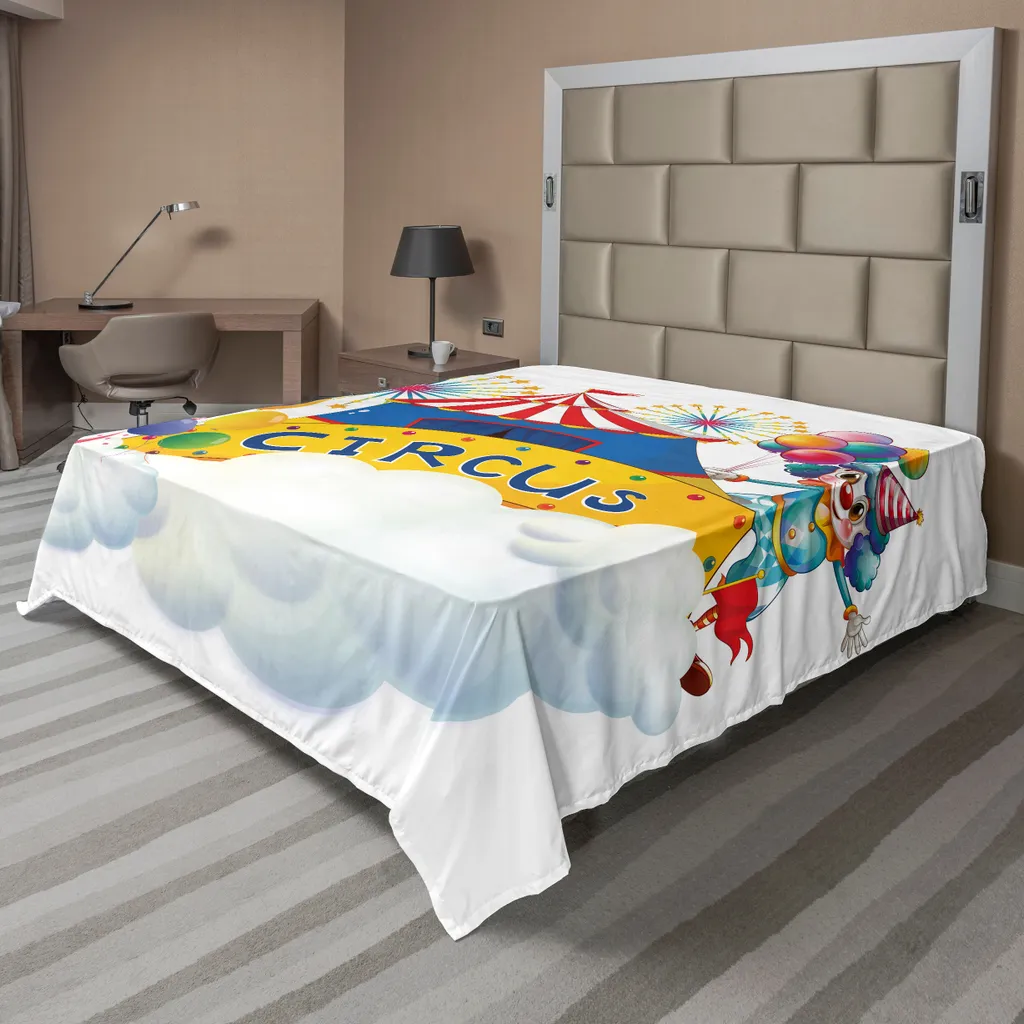ABAKUHAUS Drap de Lit Cirque Multicolore 266x260 cm en Tissu Doux