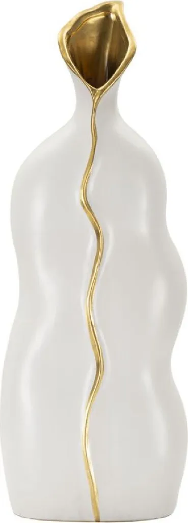 Vase décoratif design or et blanc Uma Mauro Ferretti grande hauteur