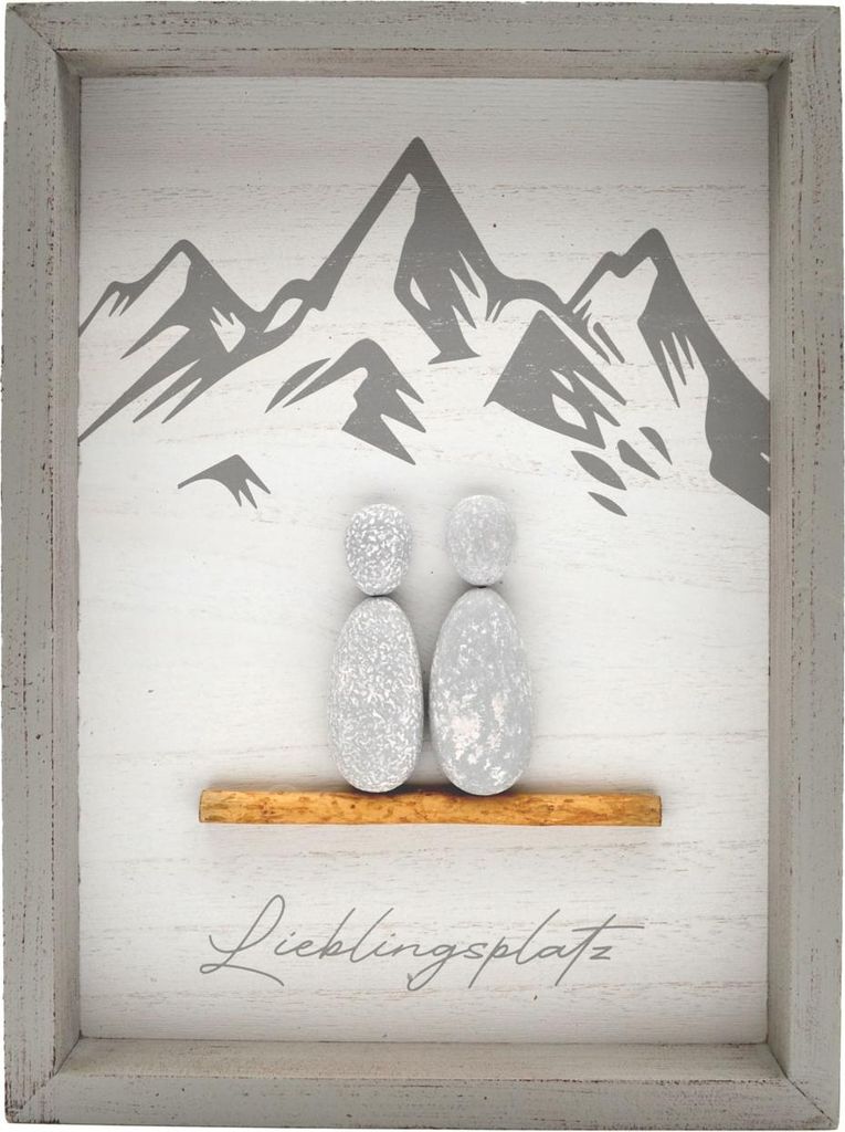 Steinbild rechteckig "Lieblingsplatz" Spruch MDF grau 33x24x3,5 cm