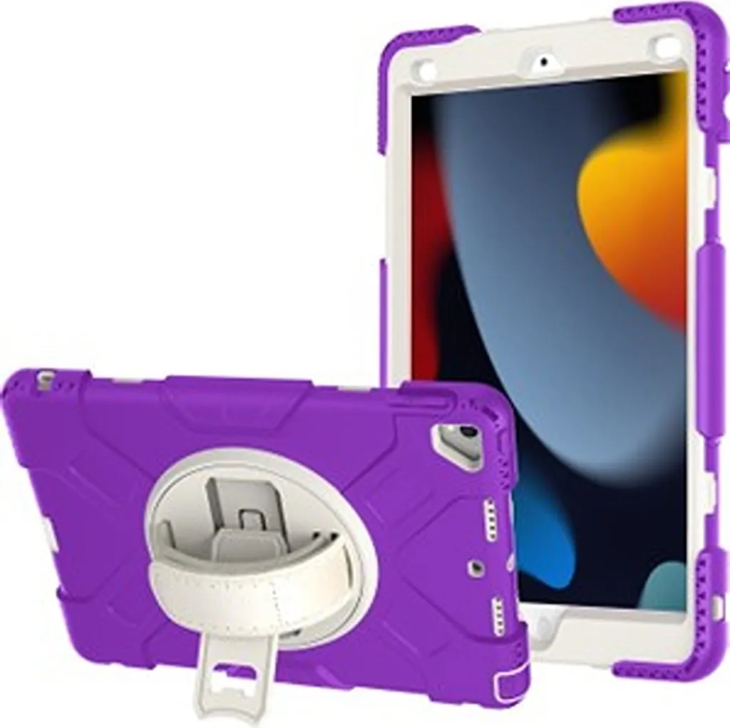 Custodia Blindata iPad 9 10.2 Viola: 360 Rotation Heavy Duty Case - 4