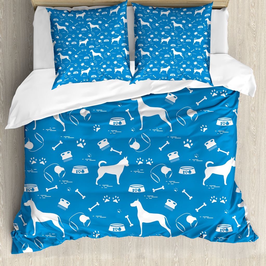 ABAKUHAUS Hundeliebhaber Bettbezug Set für Einzelbetten, Hunde und Artikel, Milbensicher Allergiker geeignet mit Kissenbezug, 155 cm x 220 cm - 80...