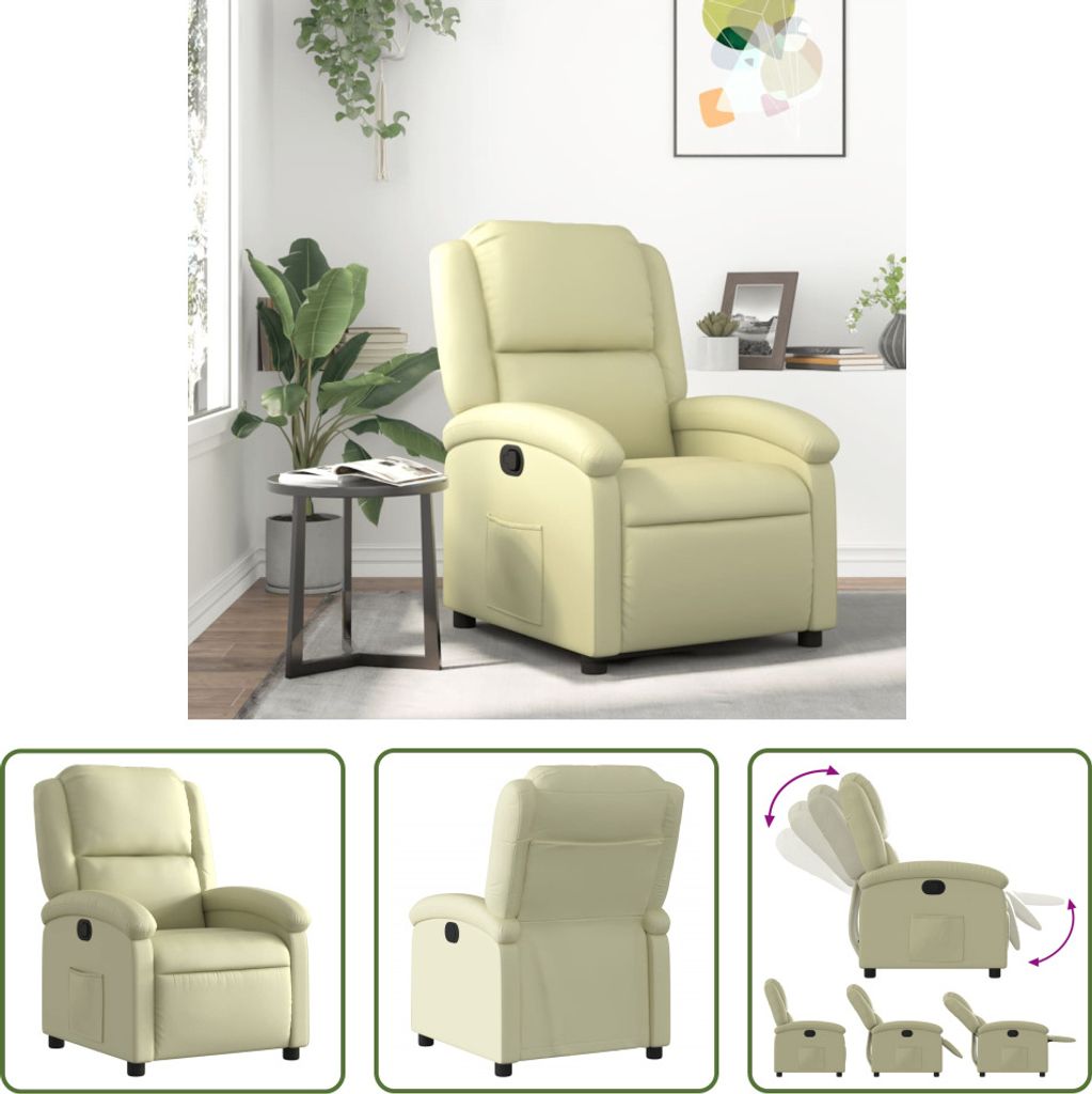 The Living Store Relaxsessel Creme Echtleder Produktbild 