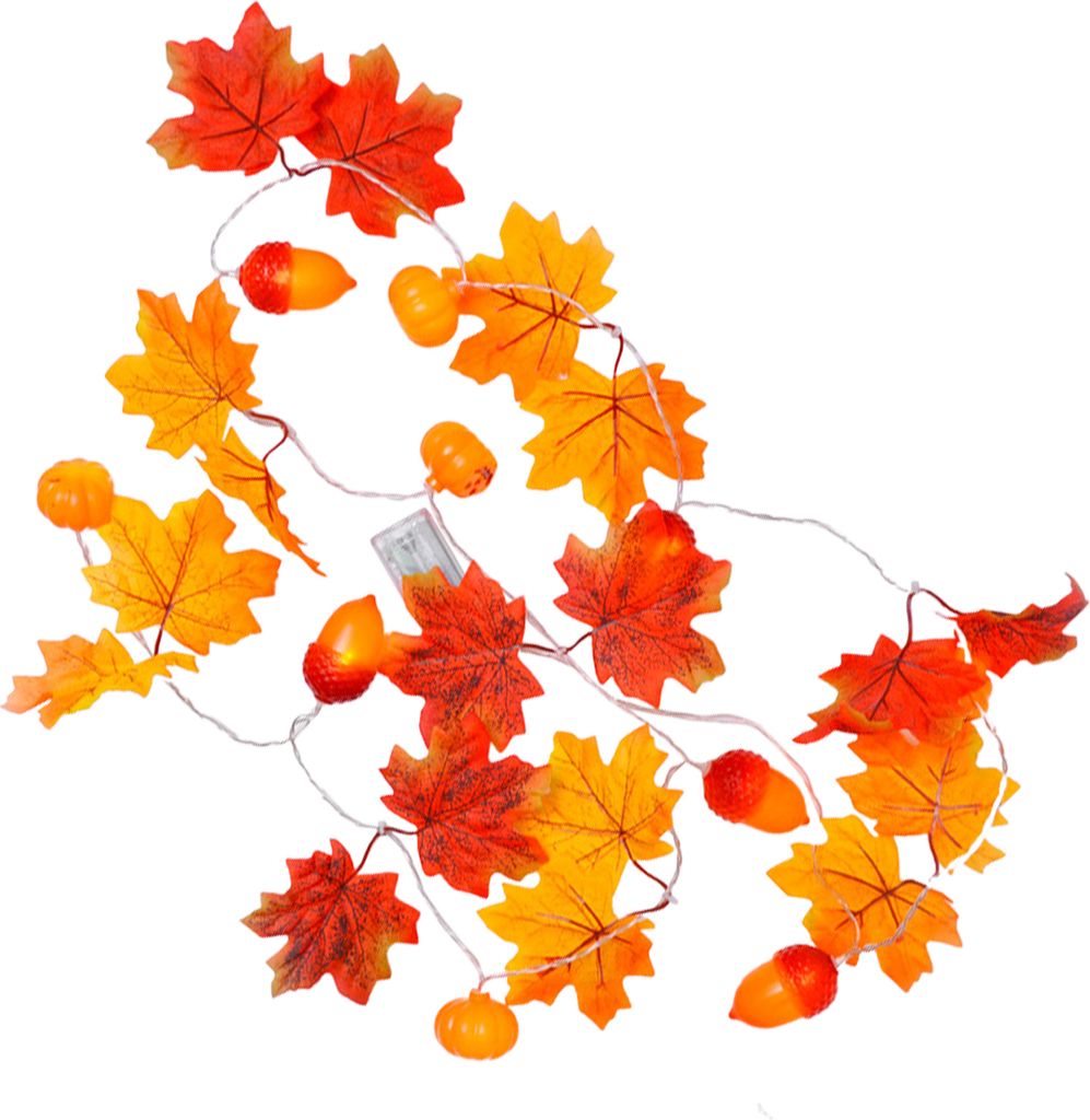 2er-Pack Lichterketten mit Ahornblaettern, Herbstdekoration fuer Zuhause, insgesamt 4,9 m, 20 LEDs, warmweiss, batteriebetrieben, Haengegirlande fu...