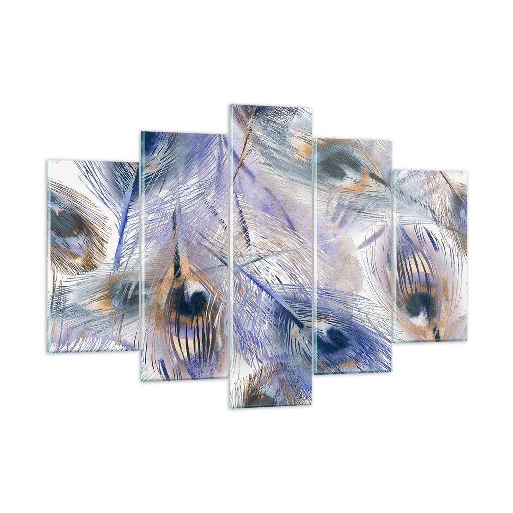 Bilder auf glas - Pfau Feder modern - 150x100cm - Glasbilder - Wandbilder - Kunstdruck - zum Aufhängen bereit - Wanddekoration aus Glas - Glas Bil...