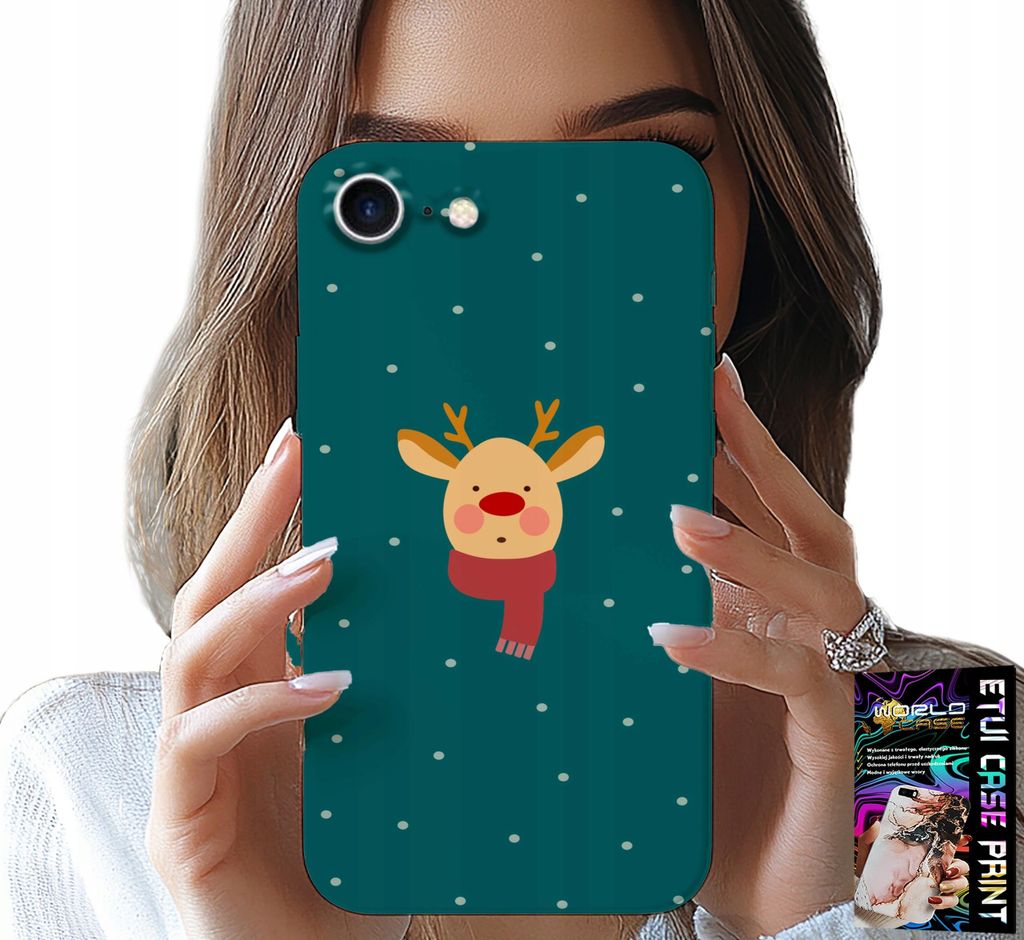 Etui Für Iphone 7 / 8 / Se2 - Rentier Auf Grünem Hintergrund Weihnachtliche Designs