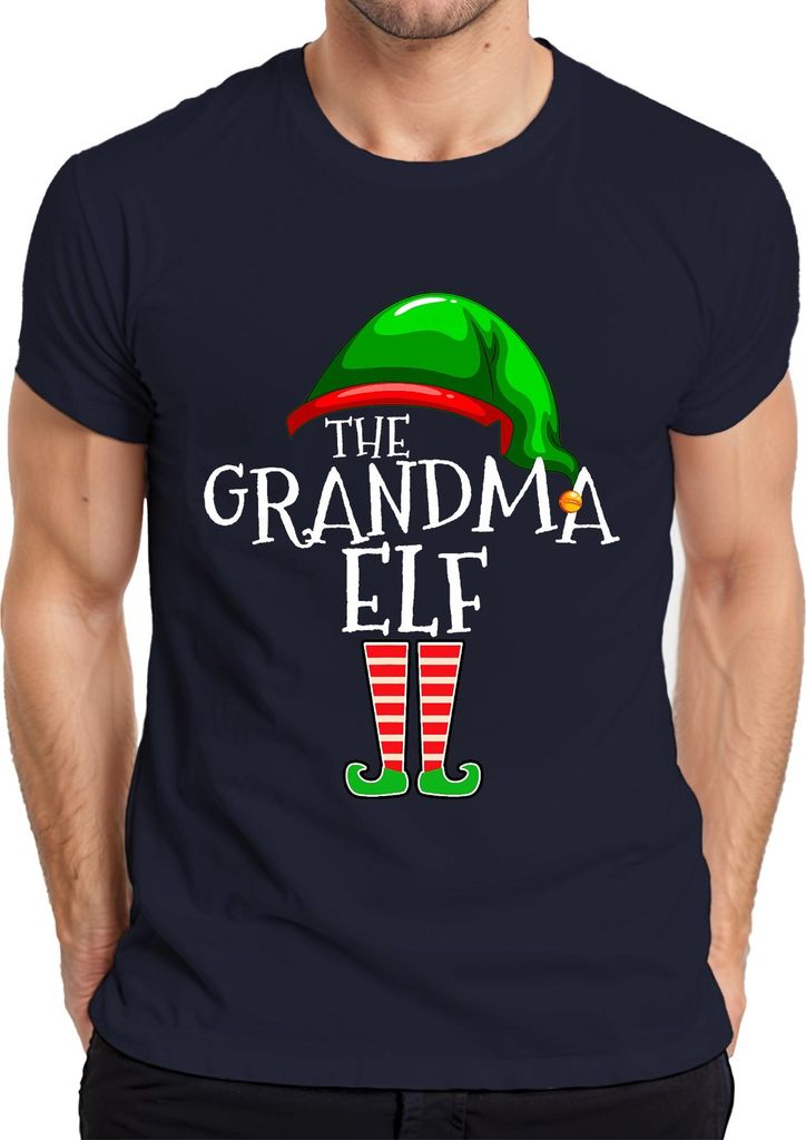 The Grandma Elf Weihnachten Oma Geschenk gestreifte Beine lustig Herren T-Shirt, Navy, L
