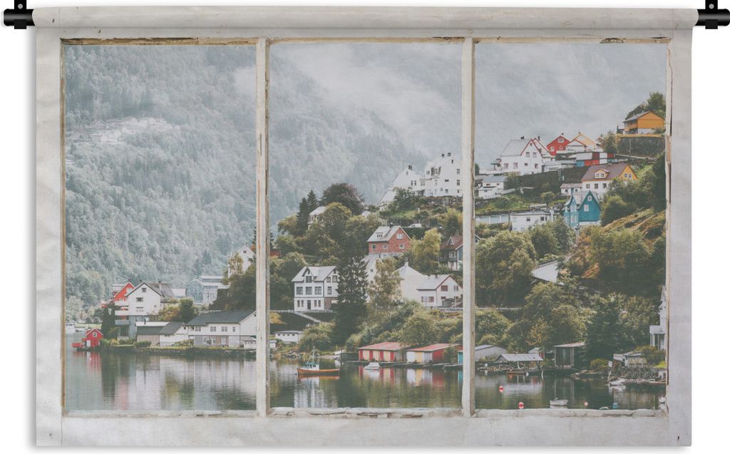 MuchoWow Wandteppich Wandbehang Aussicht - Berg - Nebel 60x40 cm Tapisserie Dekoration Wandtuch - Wanddekorationen